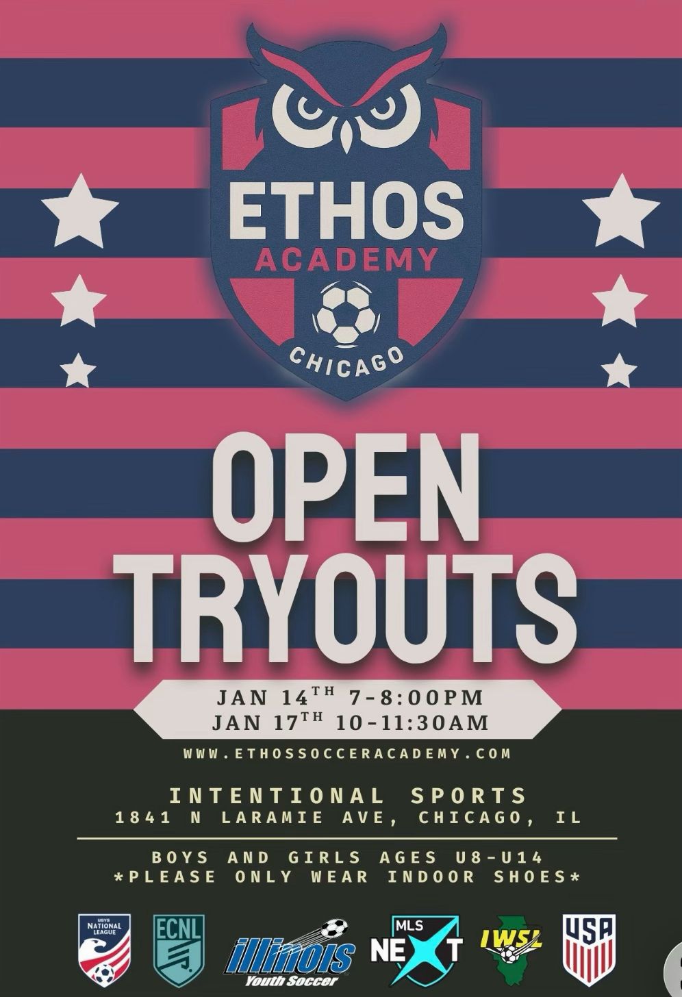 Ethos Academy open tryouts flyer